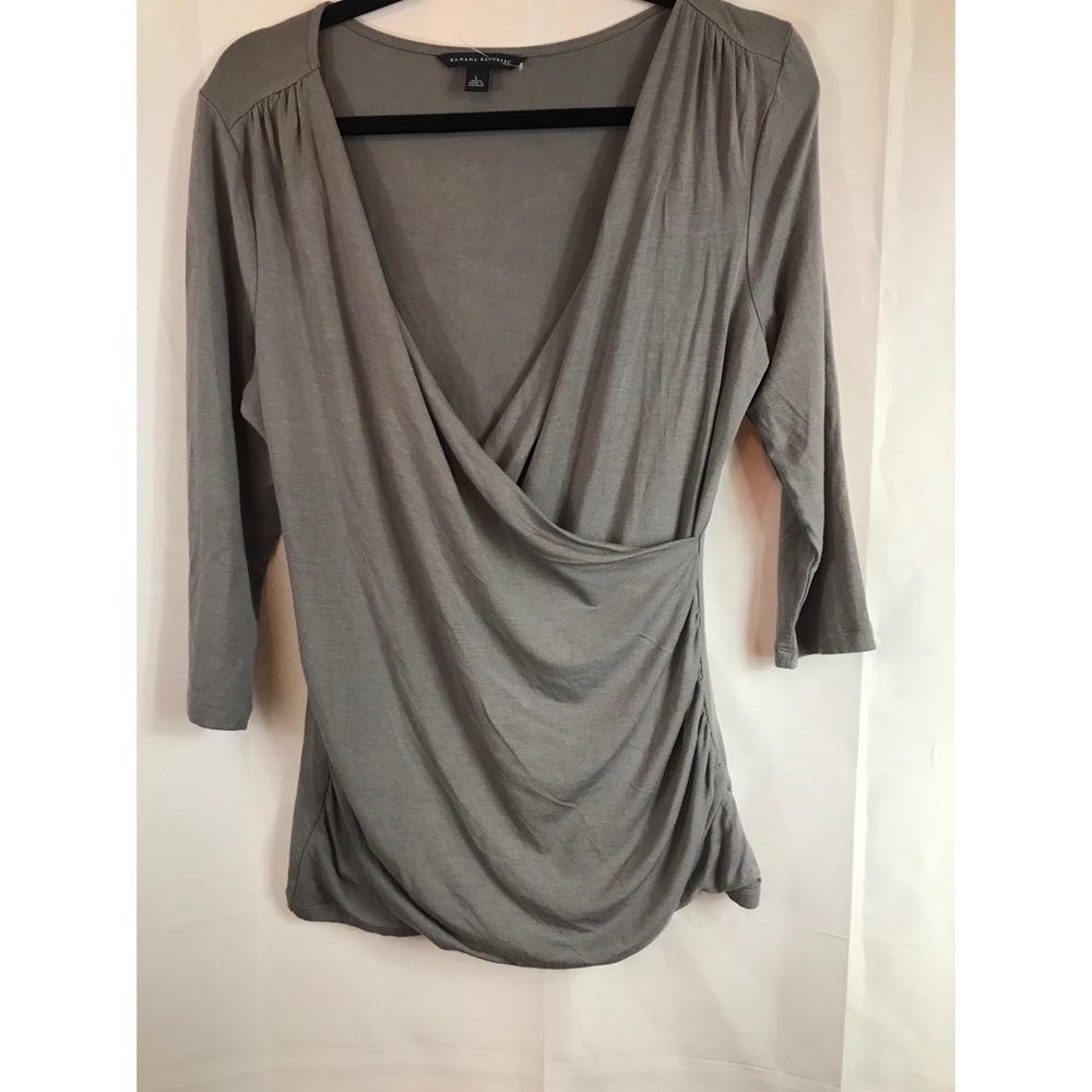 Banana Republic: Wrap Blouse Gray Size: L